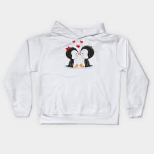 Two cute penguin lovers kiss Kids Hoodie